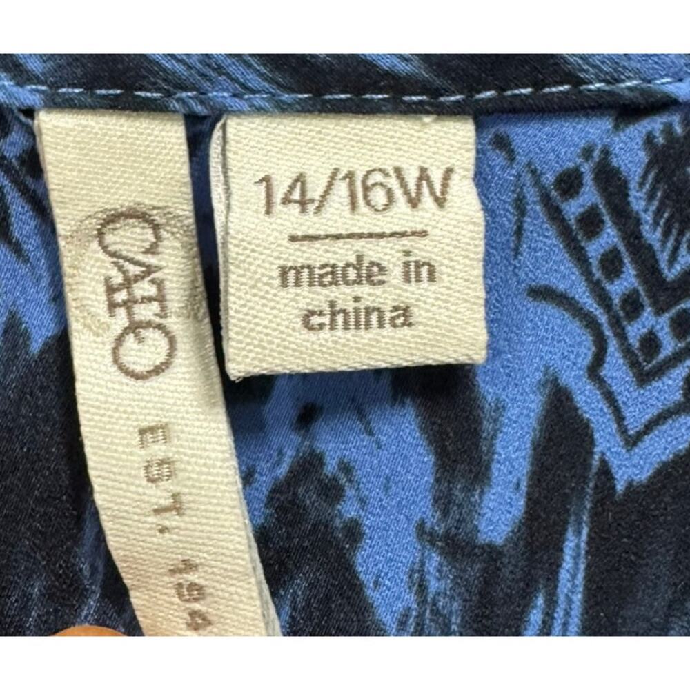 Cato Est 1946 14/16W Blue Black Pattern Sleeveless Blouse Polyester - Picture 3 of 11